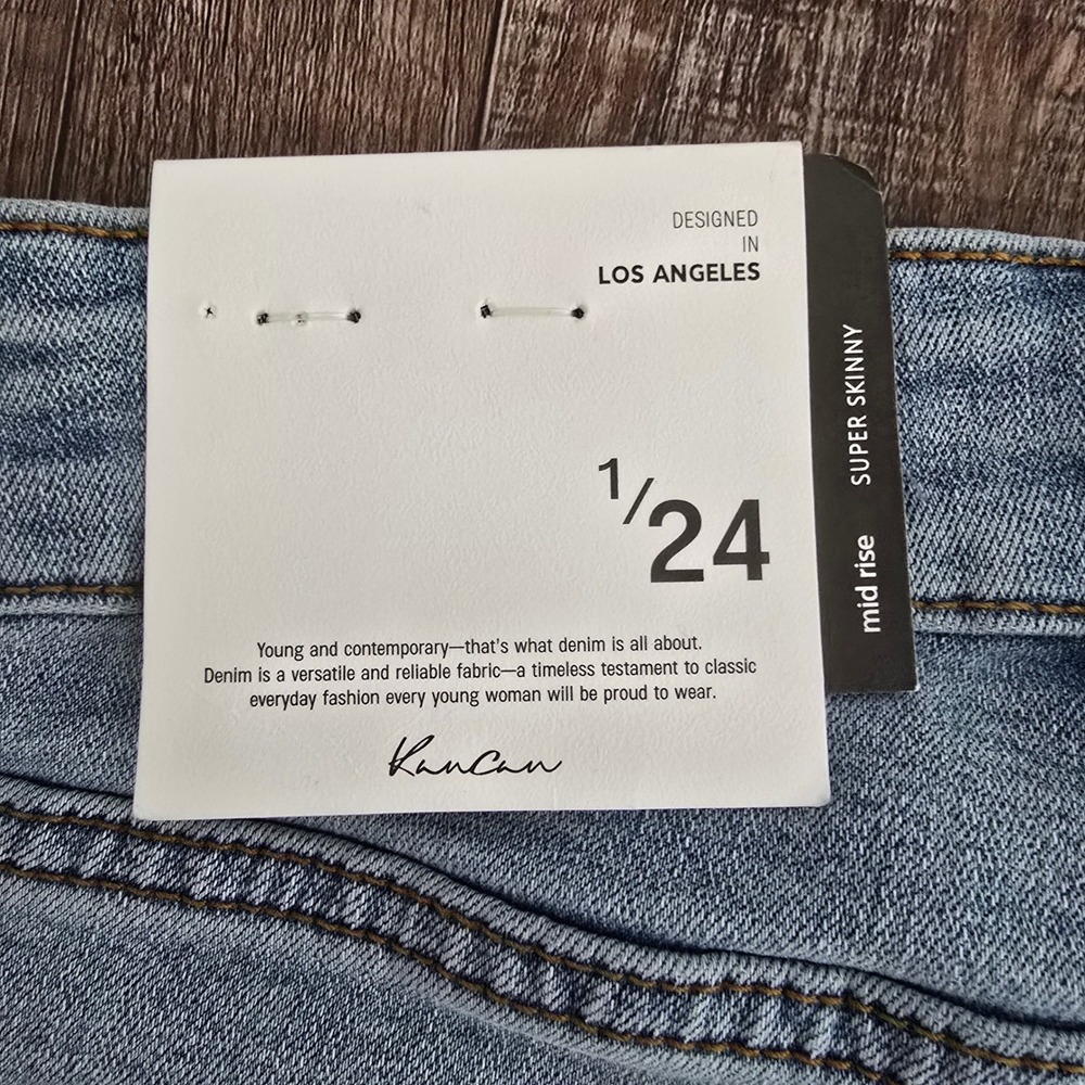 KanCan Mid Rise Super Skinny Jeans Womens 1/24 Light Blue Casual Distressed - Picture 5 of 7